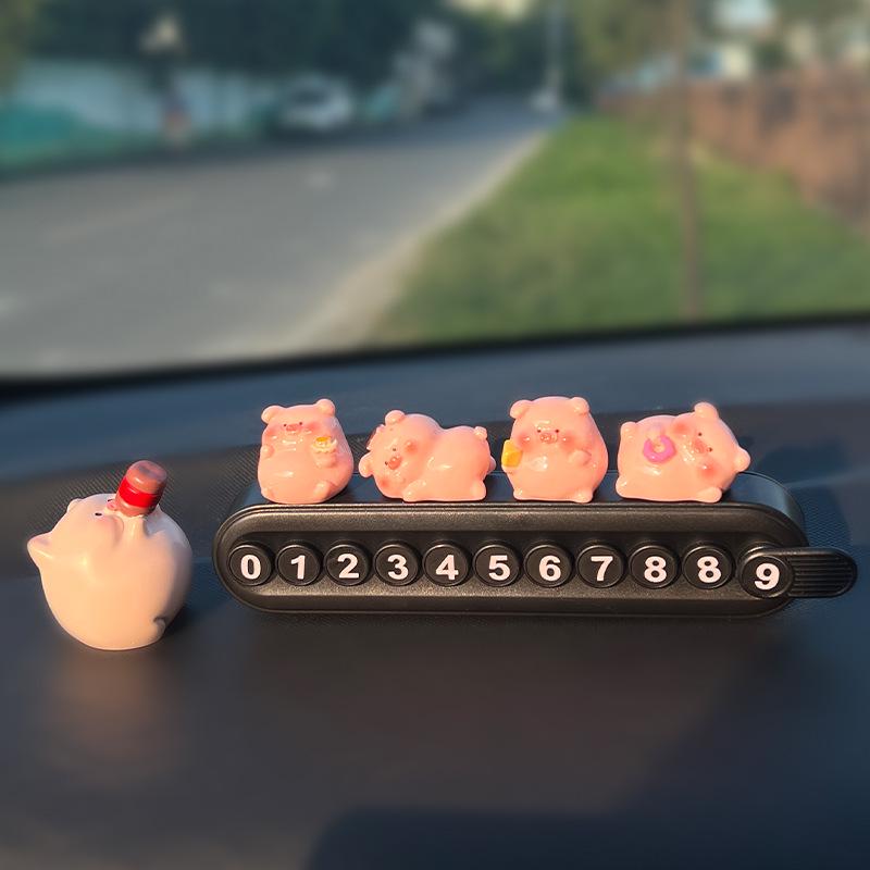 Adorable Pig Parking Phone Number Plate - Car Interior Ornament