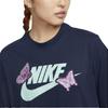 New Nike Women'ss Butterfly Print Crewneck T-Shirt Navy FD2526-410