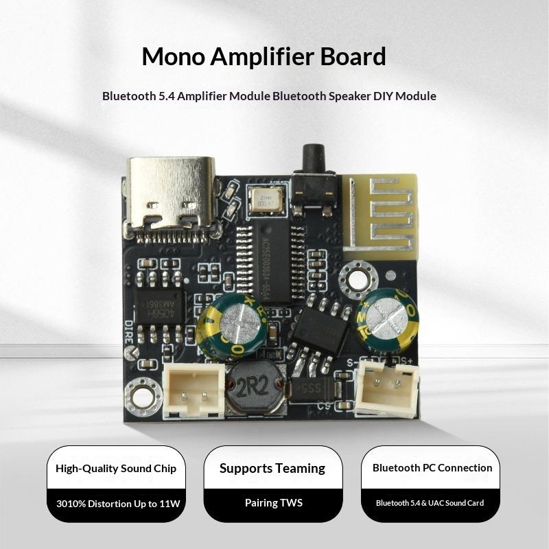 Mono Audio Amplifier Module Bluetooth 5.4 5V USB Powered 6.2W Class D Amp Board for Small Sound System Build