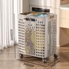 Yousheng Clothes Laundry Basket with Wheels Large Capacity Foldable Design Wheeled Hamper Storage Basket with Handle
