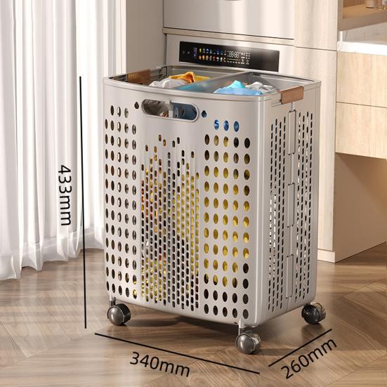 Yousheng Clothes Laundry Basket with Wheels Large Capacity Foldable Design Wheeled Hamper Storage Basket with Handle