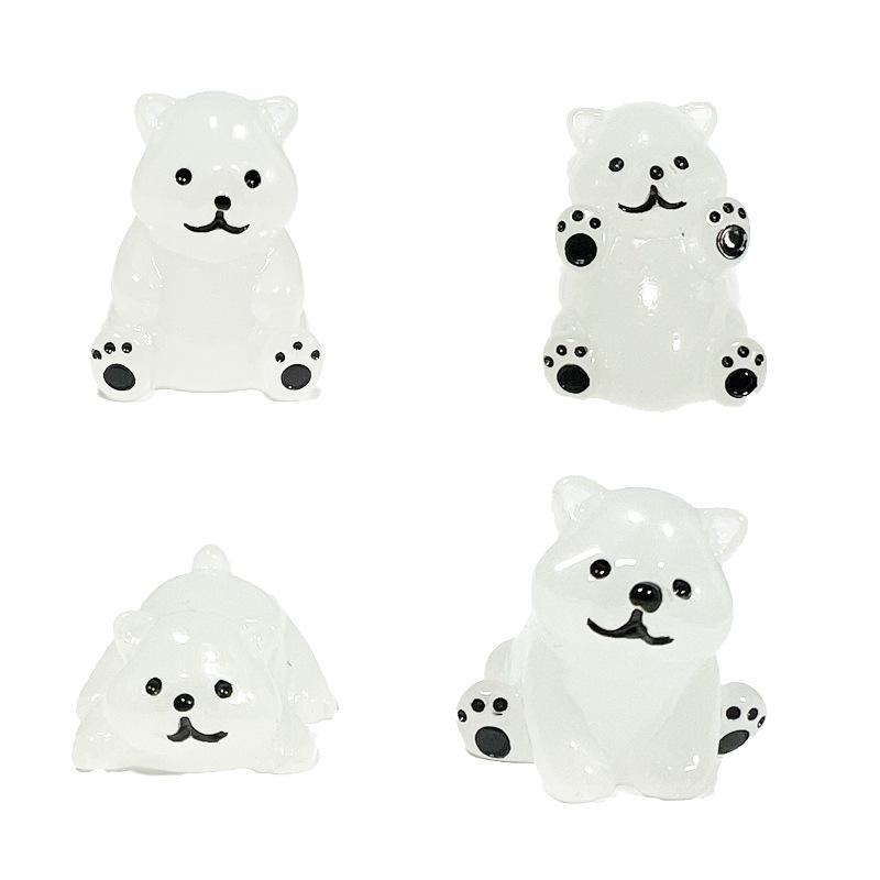 4-50PCS Luminous Micro Landscape Mini White Bear Snow Polar Bear Figurines Ornament Gift Furnishings Diy Home Decor Accessories