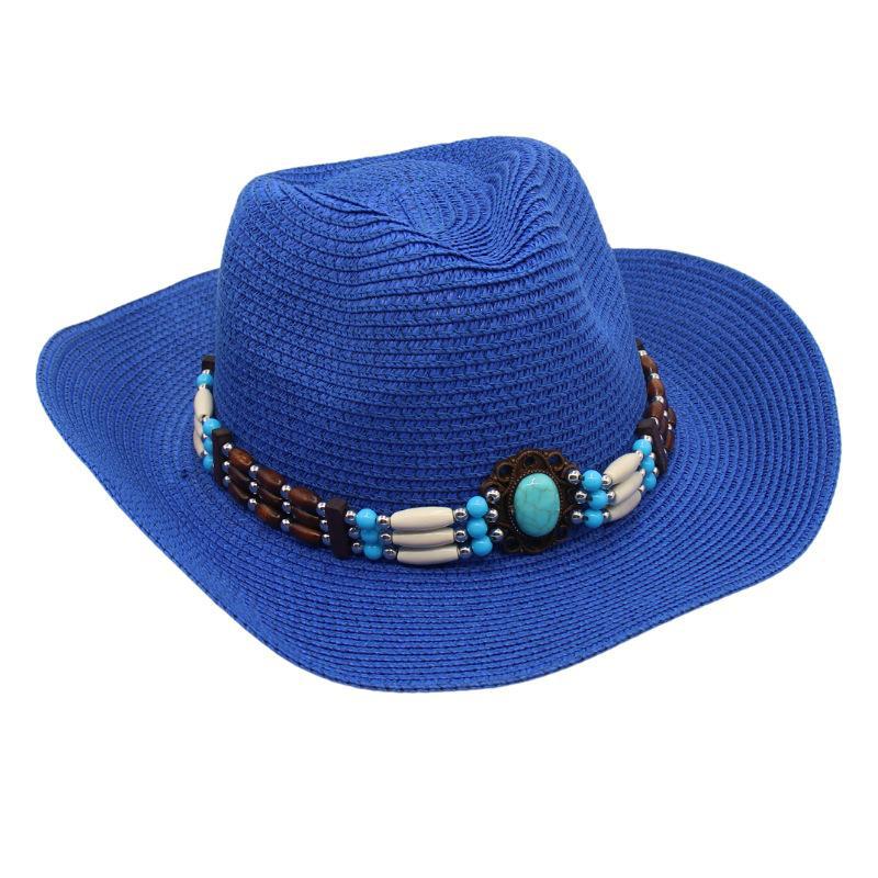 Spring And Summer Sanya Beach Hat Seaside Western Cowboy Straw Hat Ethnic Style Sun Protection Visor Jazz Hat Breathable