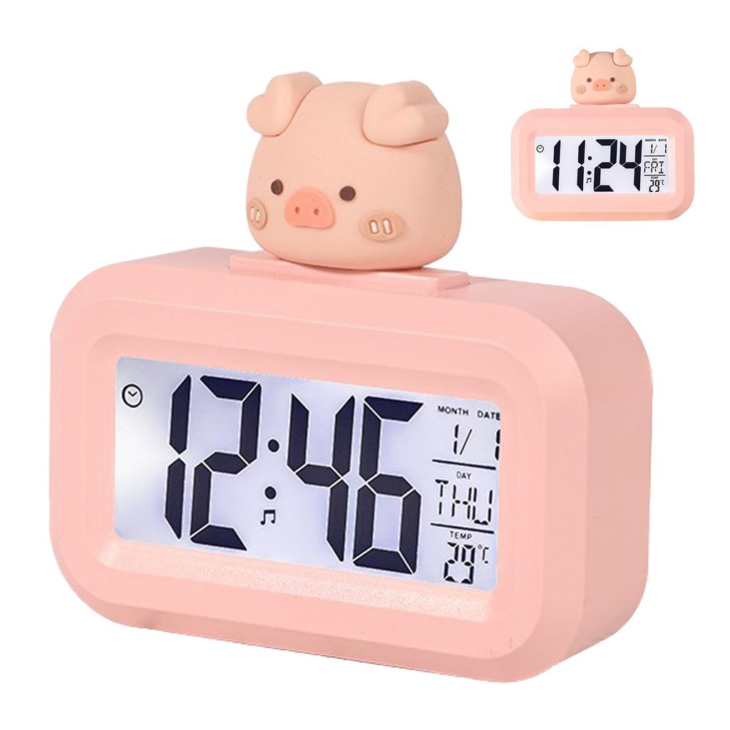 Electronic Clock Cute Cartoon LED Screen Desktop Electronic Alarm Data Time Calendar Temperature Clock