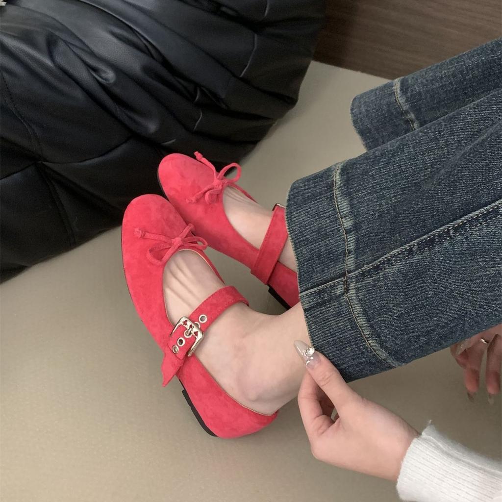 Vintage 2025 autumn shallow mouth single shoes women's new French fairy style ballet bow flat Mary Jane shoes