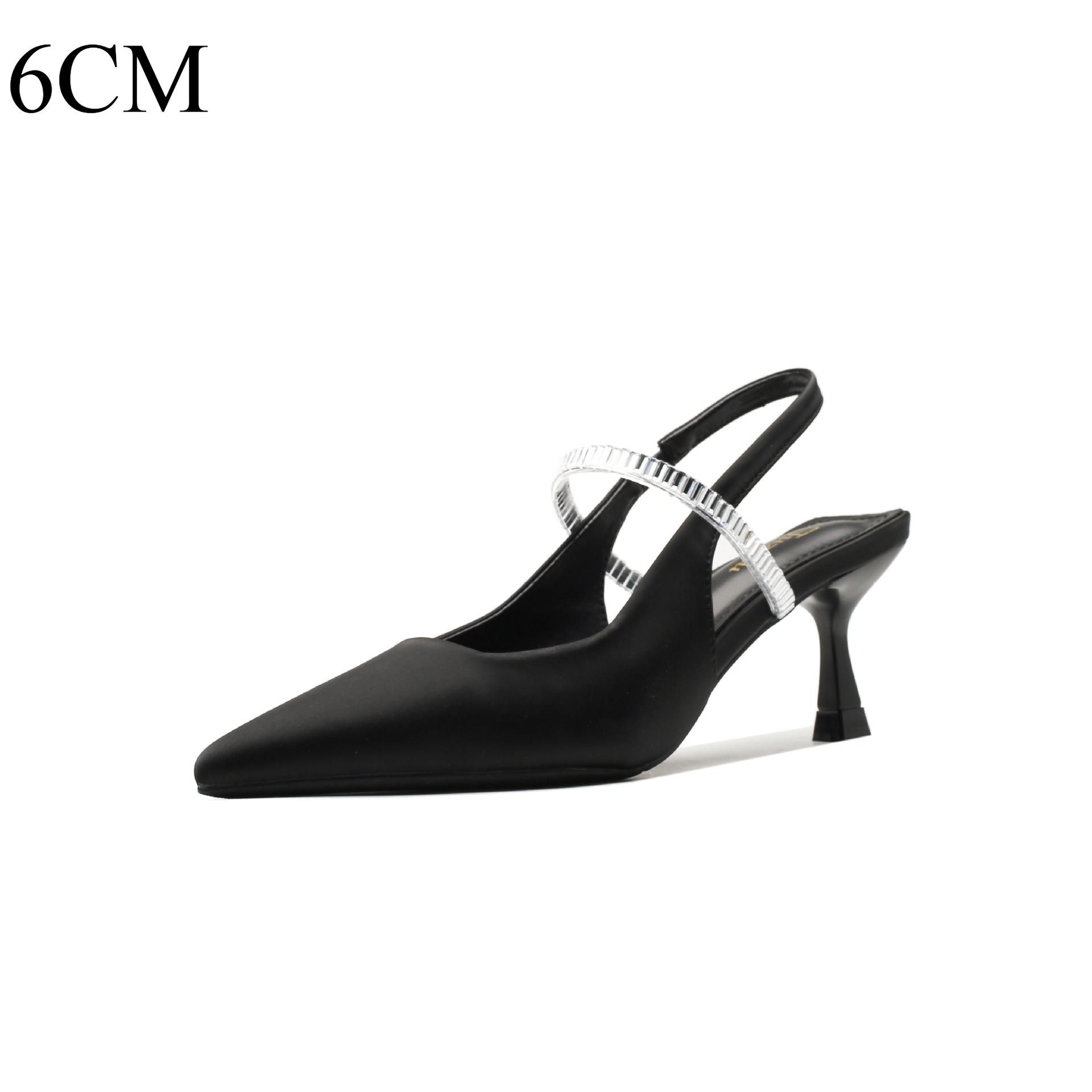 

Острый носок Тонкий каблук Высокие каблуки Женщины 2025 Новый Летний Французский Стразы Сзади Воздушные Сандалии Женская Обувь сандалии женская обувь 34