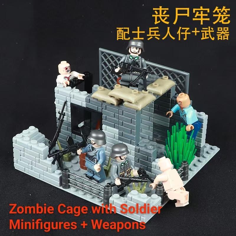 Compatible Military Base WWII Soldier Fortification Tower Patrol Soldier Assembly Toy for Boys