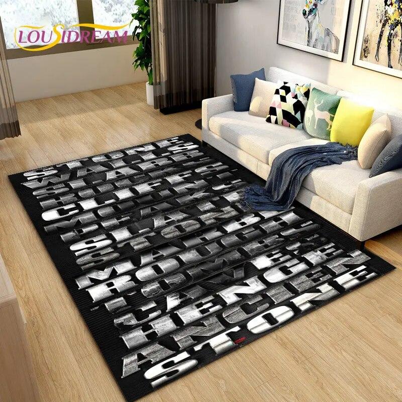 3D Letter Number Retro Nostalgia Area Rug,Carpet Rug for Living Room Bedroom Sofa Doormat,Kids Play Crawling Non-slip Floor Mat