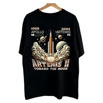 2026 Artemis II Toward The Moon T-Shirt Premium Crew Neck Short Sleeve Retro Space History Casual Graphic Tee