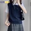 College Style Sleeveless Sweater Vest Women Preppy Style All-Match School Girls Jk Knitted Vest Solid Basic Knitwear Waistcoat