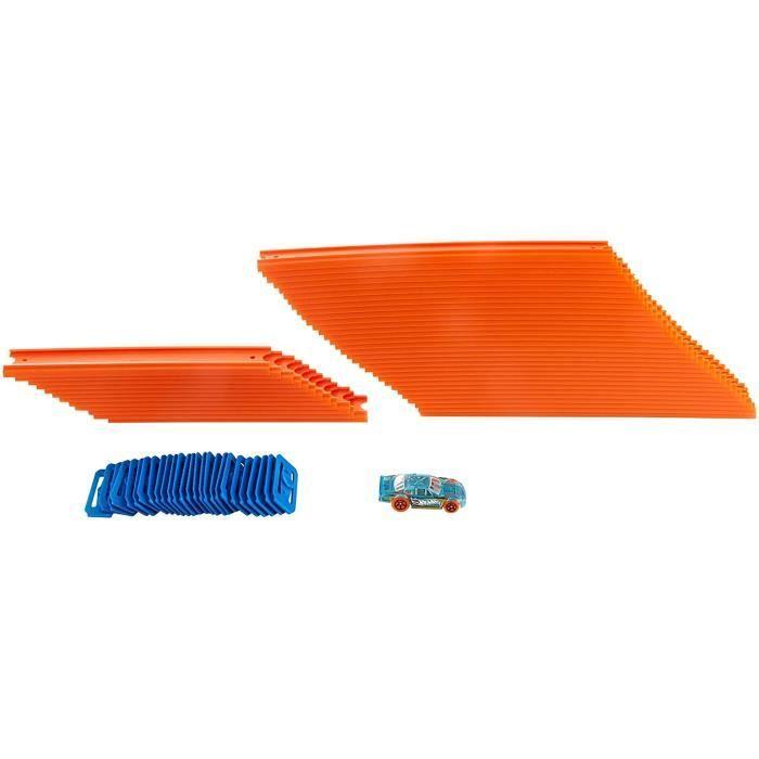 Hot Wheels Véhicule et Méga Piste, fourni avec une petite voiture de course, jouet pour enfant, - FTL69