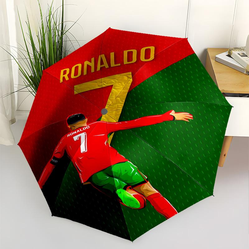 Ronaldo's Iconic Number Seven Automatic Umbrella Compact & Durable 8-Rib Design Foldable Design All-Season Umbrella for Travel Fashionable