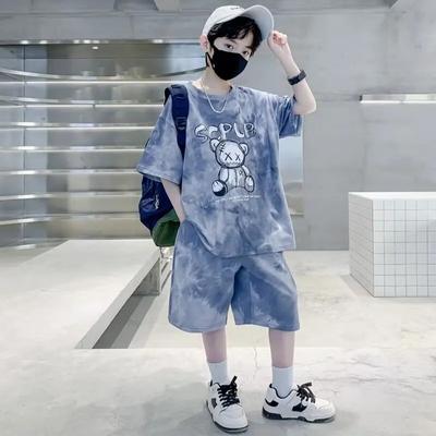 Summer Teenage Boy Cartoon Bear Clothes Set