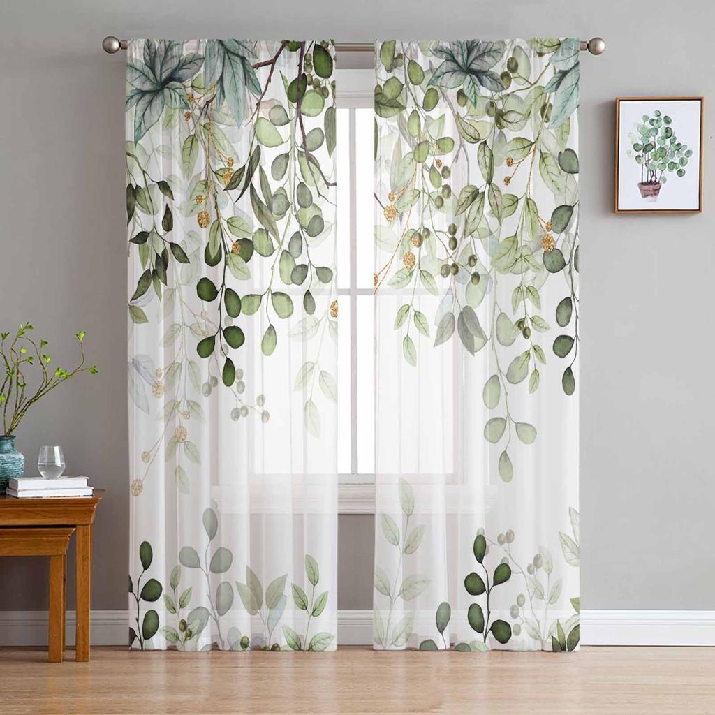 Autumn Wild Flowers Sheer Curtains for Living Room Decoration Window Curtains for Kitchen Tulle Voile Organza Curtains