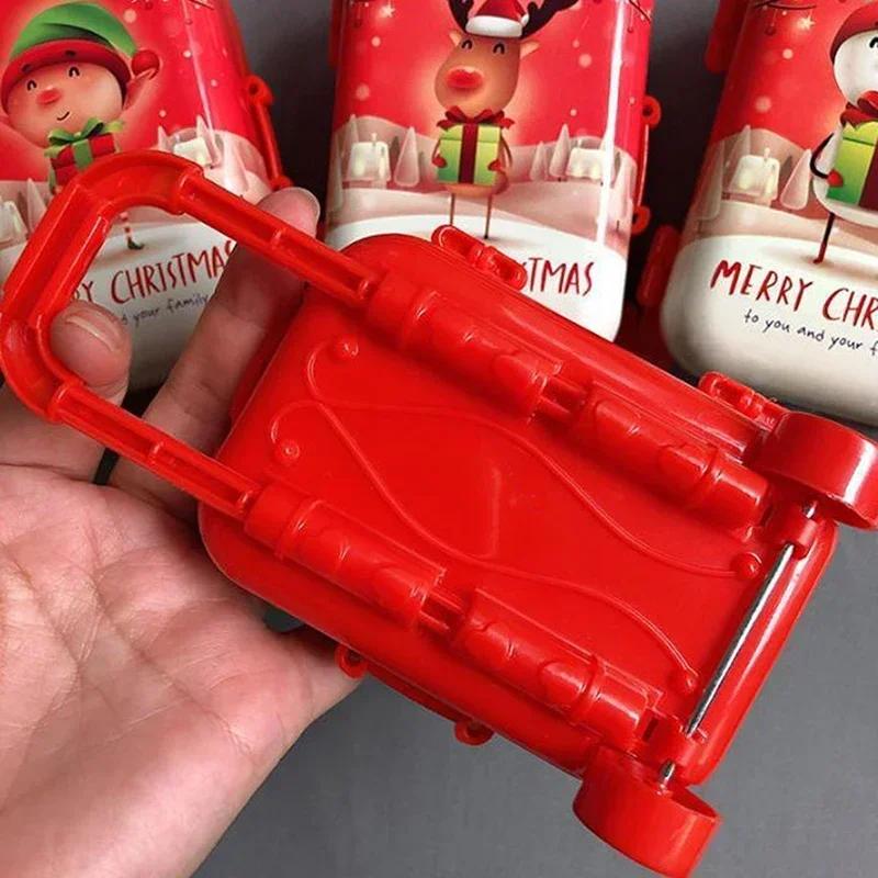 Festlig julgodislåda resväska med jultomte snögubbe älg alv design för dockhus tema dekoration