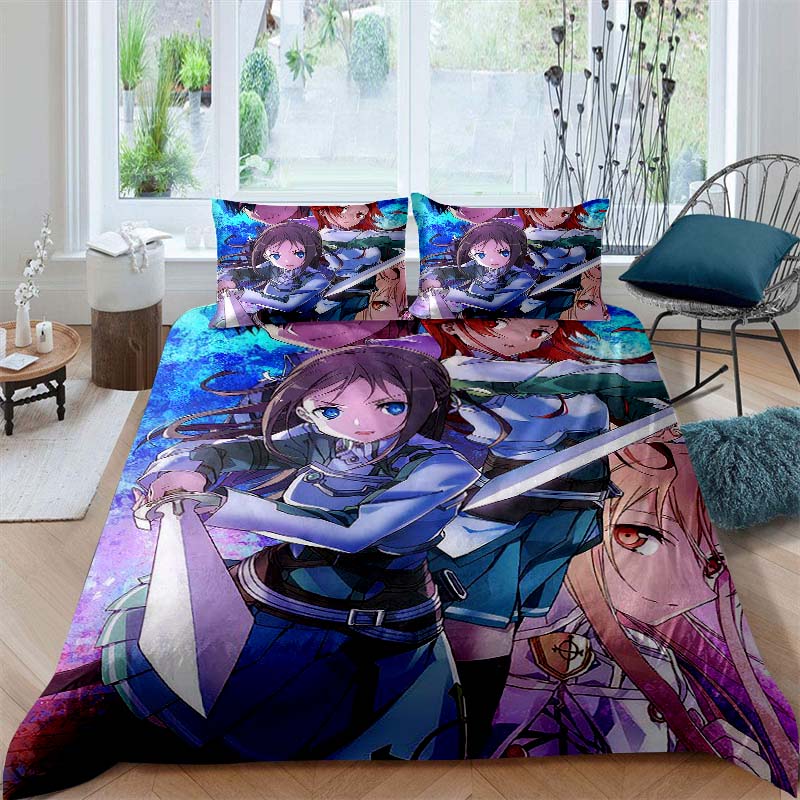 3D Printed Sword Art Online Bedding Set, Three-Piece Set, Includes Printed Duvet Cover and Pillowcases, Adult Size65