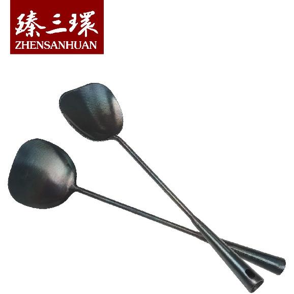ZhenSanHuan Hand Hammered Carbon Steel Spatula Long Handle Chuan Wok Tool