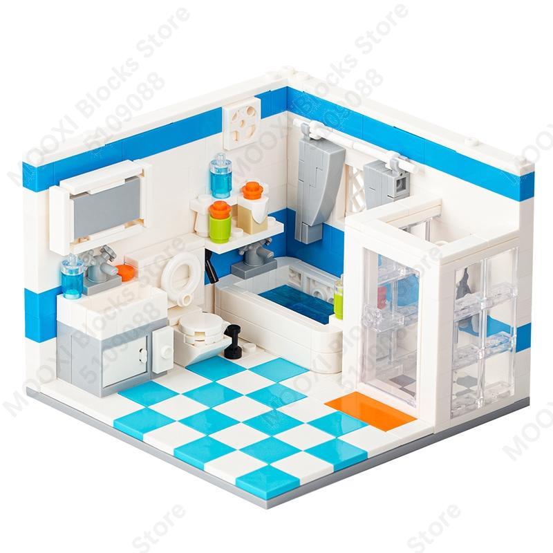 MOOXI City Room Baby Series Bedroom Bathroom Model Playing House MOC Brick DIY Assembled Building Blocks Montessori Toy Kid Gift