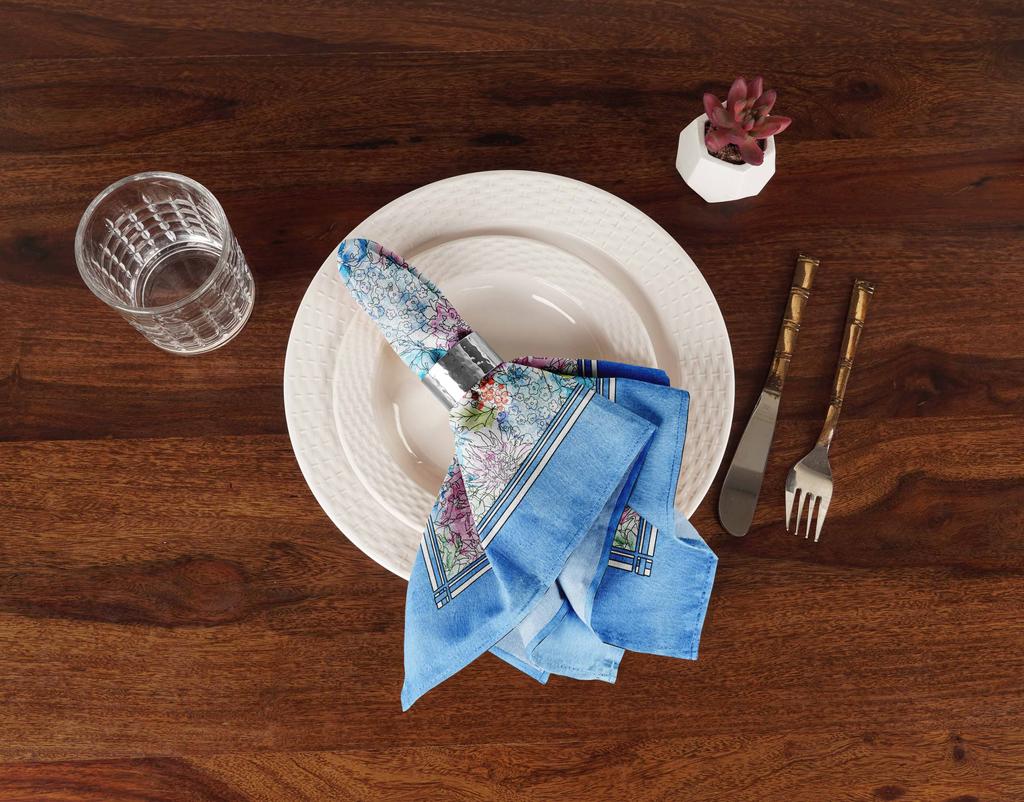 Vargottam Luxury Collection Dinner Table Linen Decor Cotton Napkin Printed Fabric Reusable Napkins Set Of 12, 20" X 20" -