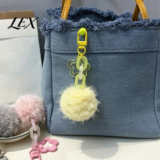 Pompom Decorative Accessories Plush Ball Keychain, Fluffy Pendant with Hollow Star, Backpack Portable Bag Decoration Purse Accessories, Gift for Women