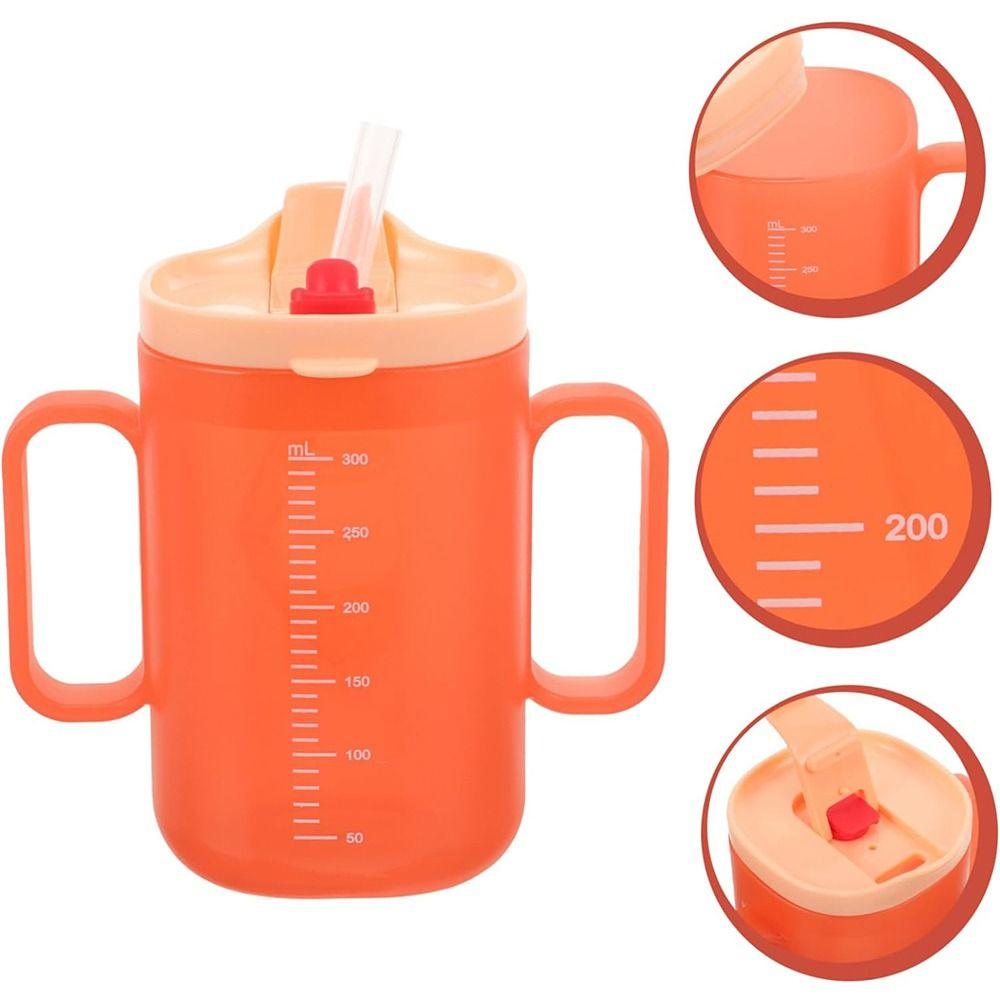 Double Handle Elderly Care Cup with Straw Baby Feeding Cup Portable Dysphagia Regulating Cup