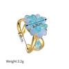 Atoztide Fashion Beaded Flower Open Ring For Women Stainless Steel Exquisite Colored Flower Adjustable Finger Ring Jewelry Gift