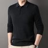 Spring and Autumn Cardigan Men's Lapel Sweater 100 Pure Wool Sweater Bottoming Shirt Dad Top Men's Clothing