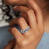 Huitan Charming Women Ring Inlaid Shiny Blue/White Cubic Zirconia Elegant Wedding Daily Finger Accessories Fashion Party Jewelry