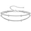 European-American Layered Embossed Round Pendant Anklet - Women's Double-Layer Beaded Chain Foot Jewelry for Summer Beach.