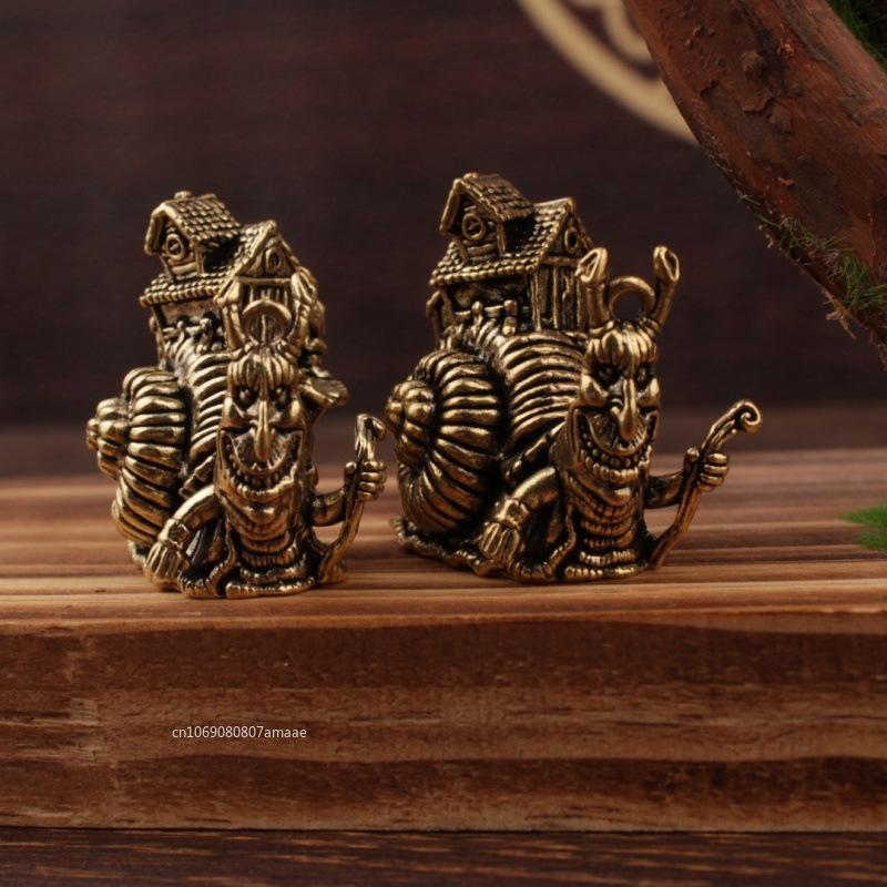 Vintage Brass Snail Small Ornaments Tea Pet Ceremony Solid Copper Simulation Animal Figurines Miniatures Home Decorations