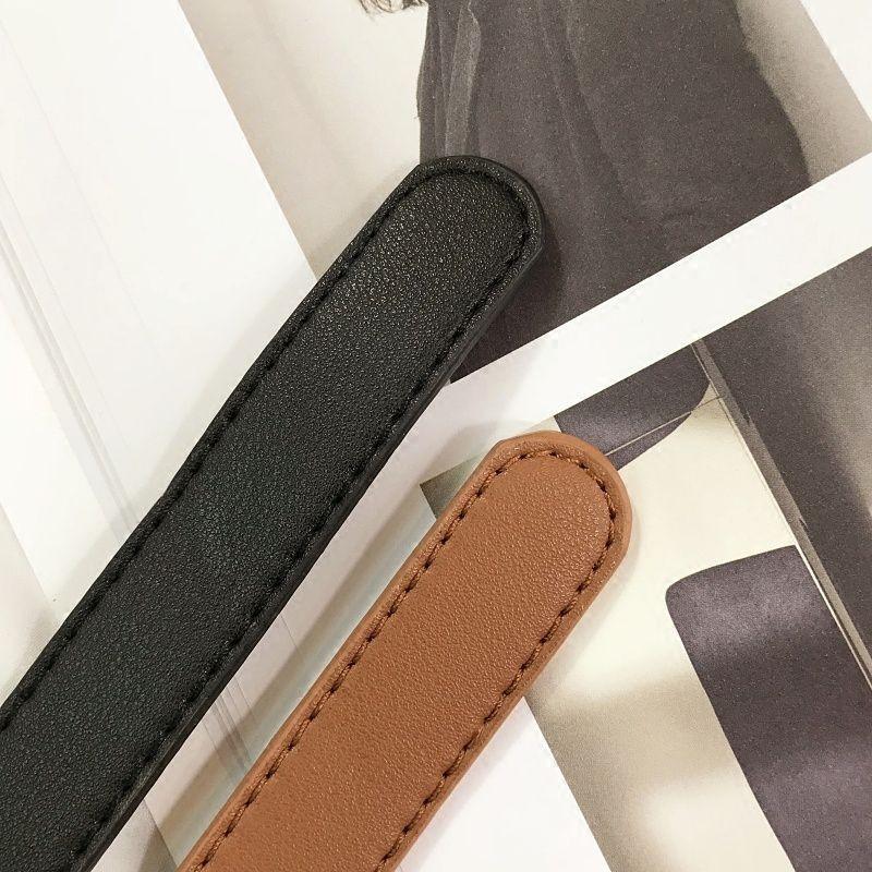 Elegant Black Pu Women's Belt Stylish Korean Design Minimalist Adjustable Fashion Accessory