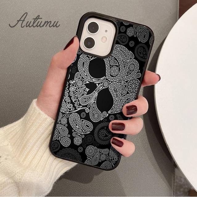Mexican Skull Flower Phone Case for iPhone 11 12 13 14 Pro Max mini X XR XS SE 2020 6S 7 8 Plus Samsung Galaxy S21 S22 shell