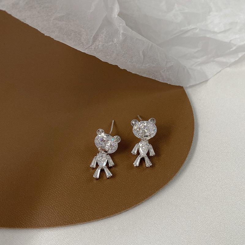 

Хрустальные клипсы в виде медвежьих ушек - Нишевые серьги без пирсинга для женщин, Элегантные аксессуары в корейском стиле для осени/зимы