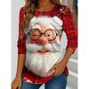 Women's Santa Claus Printed Christmas Theme Crew Neck Long Sleeve T-shirt Casual Comfortable Polyester Christmas Party Pullover