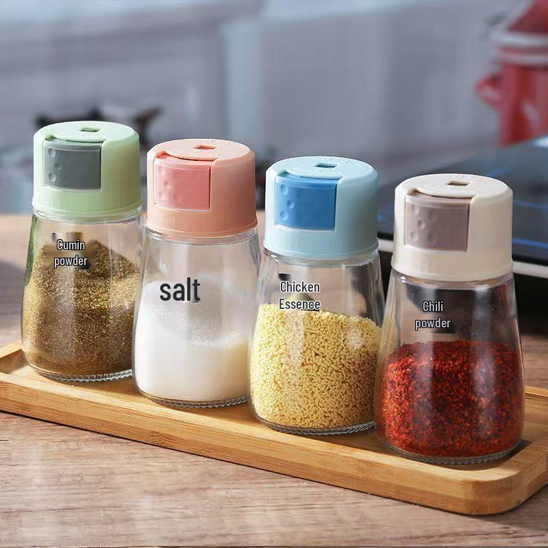 Sealed Glass Salt Control Shaker Set - Moisture-Proof Kitchen Seasoning Bottles 