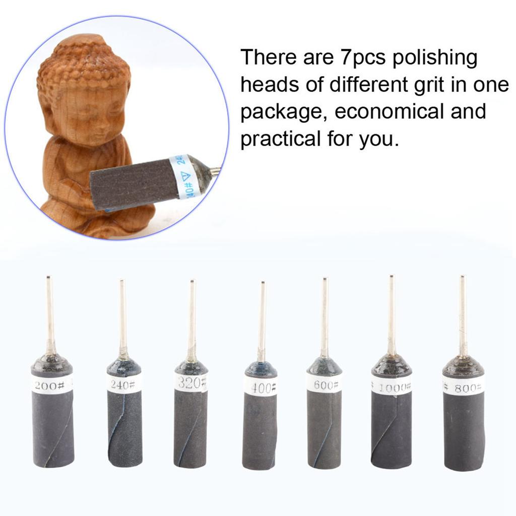 7pcs Cylinder Sandpaper Rod Electric Polishing Grinding Head for Jewelry Making