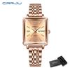 CRRJU Women Watches Creative Steel Dress Bracelet Wristwatches Ladies Square Waterproof Female Watch
