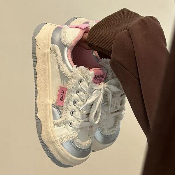 Niche platform white shoes women's 2025 new spring and autumn students versatile chic shoes canvas casual lightweight board shoes