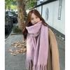Soft Fuzzy Oversized Scarf Women Winter Warm Thick Acrylic Blend Solid Color Plush Neck Wrap