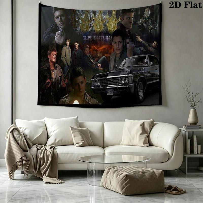 Supernatural Poster Wall Tapestry Aesthetic Wall Hanging Printed Fabric Blanket Decorative Tapestries for Bedroom Living Room Home Decor