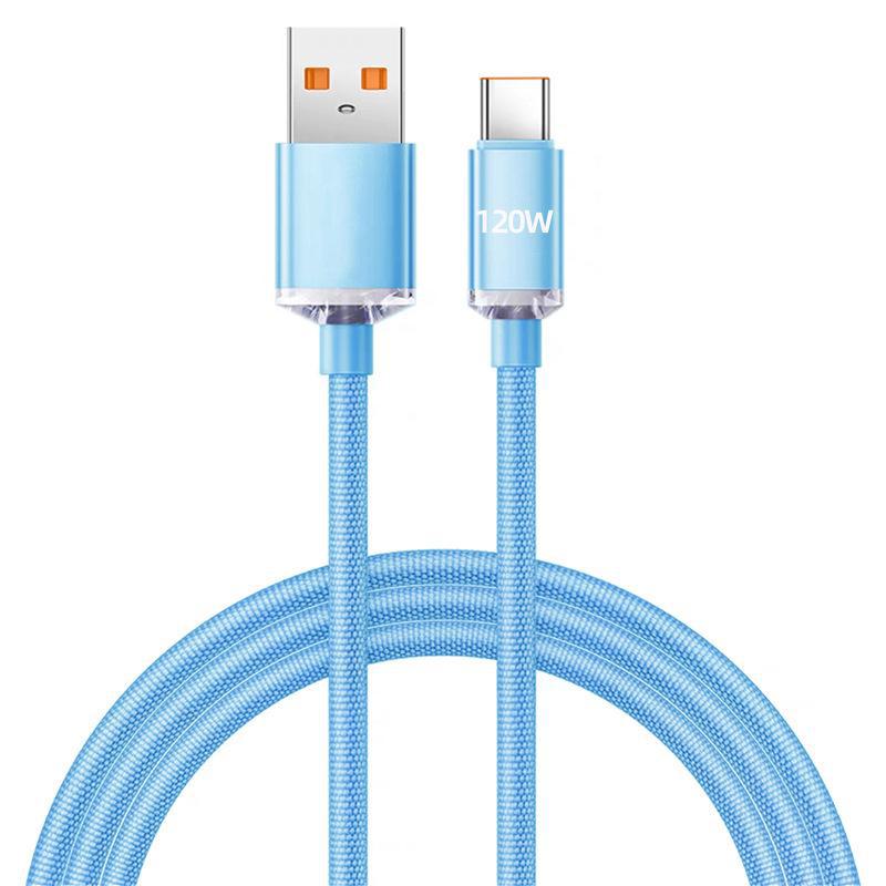 Jingyao 6A 120W Super Fast Charging Fabric Data Cable for Huawei Type-C Phones.
