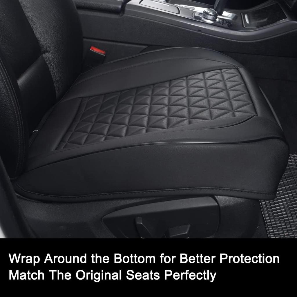 Black Panther Luxury Faux Leather Car Seat Cover Front Bottom Seat Cushion Cover, Anti-Slip And Wrap Around The Bottom, Fits 95% Of Vehicles - 1
