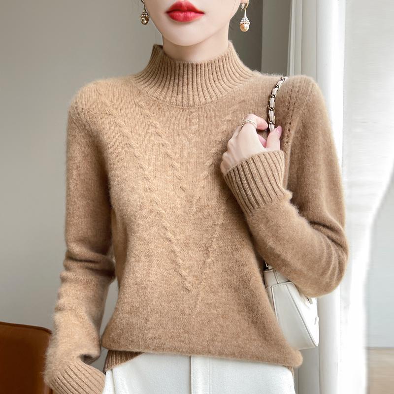 Women's Cashmere Sweater Qinghe Cashmere 30% Cashmere 70% Wool Autumn and Winter Cashmere Thick Pullover Soft and Warm