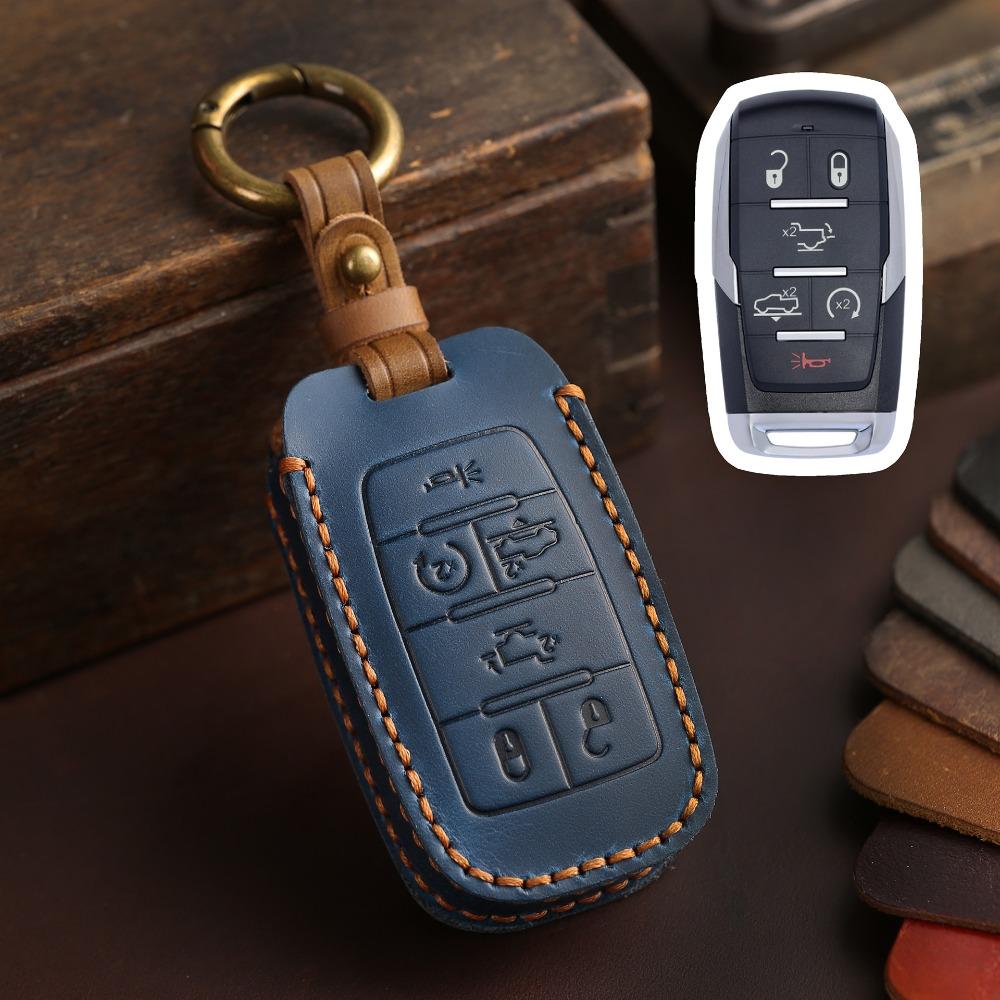 Handmade Genuine Leather Key Cover for Dodge GMC Pickup Truck Car Keys Protection