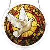 Round Hanging Stained Glass Panel with Butterfly and Floral Pattern for Window or Wall Decoration Indoor Outdoor Use