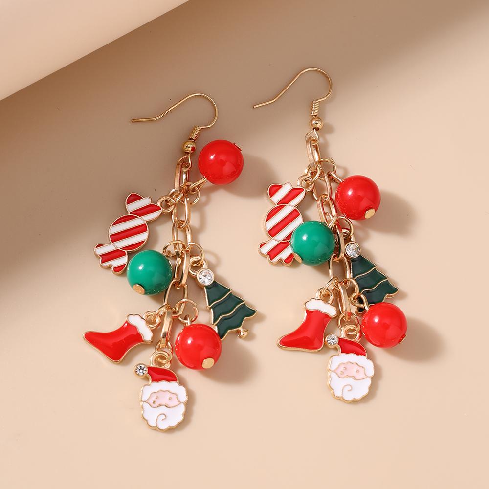 New Christmas Drop Earrings for Women Girls Sock Snowman Dangle Earrings Pendants Kid's New Year Jewelry Gifts