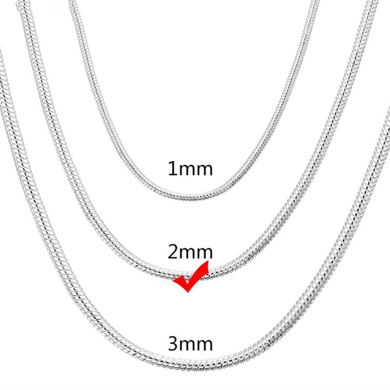 925 Sterling Silver Snake Chain Necklace 1/2/3mm Pure Silver Jewelry for Fashion Accessories 40cm