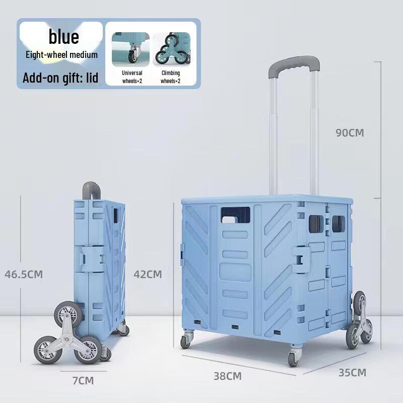 Portable Folding 8-Wheel Stair-Climbing Shopping Cart