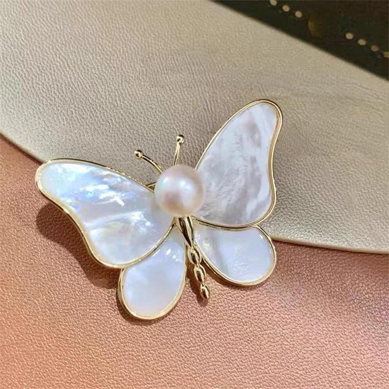 Butterfly Brooches for Women Charm Pearl Gold Color Brooch Pins Party Wedding Gifts Clothing Accessories Jewelry Gift