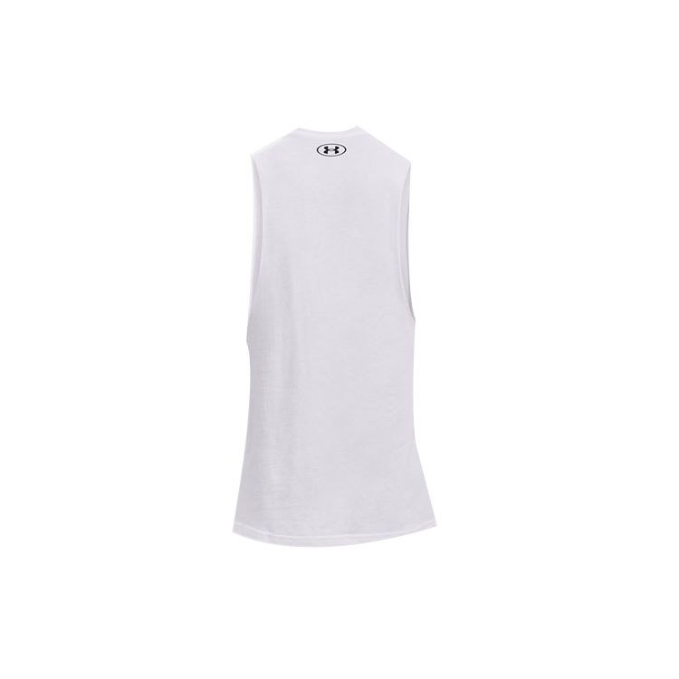 Under Armour Large Logo Print Loose Breathable Training Sports Vest Men Tops White 1365205-100